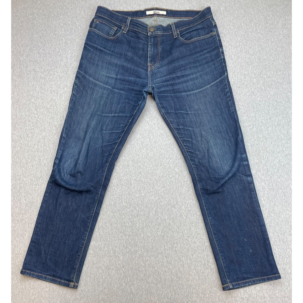Tommy Hilfiger Jeans Mens 34 x 30 Blue Cotton Blend Stretch Straight
